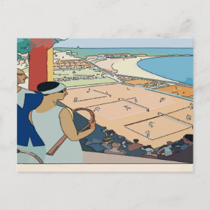 Vintage Tennis Couple, Card or Invitation add text