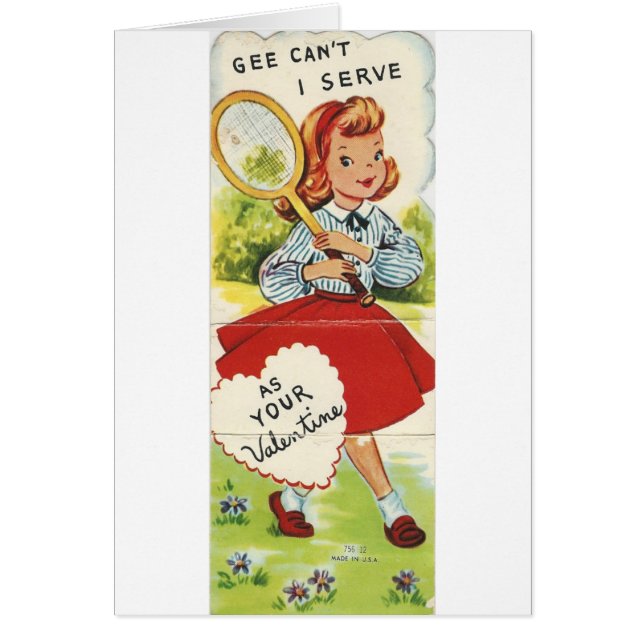 Vintage Tennis Girl Valentine (Front)