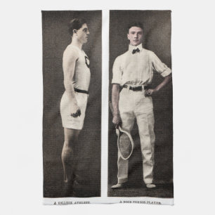 Vintage Tennis Player Athlete Pro Tea Towel