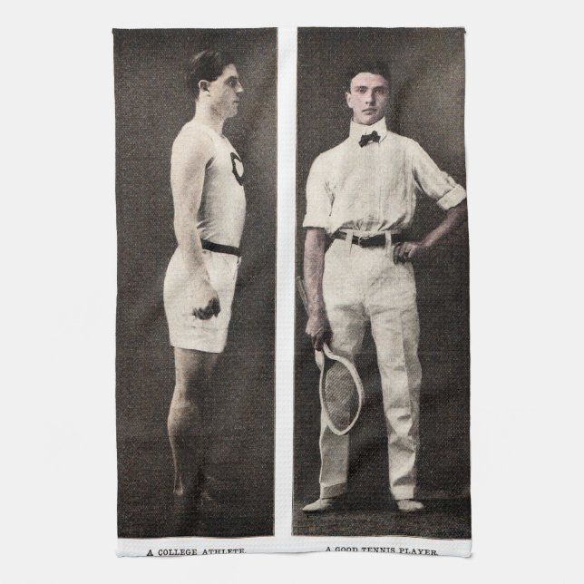 Vintage Tennis Player Athlete Pro Tea Towel (Vertical)