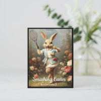 Vintage Tennis player cute Easter Bunny 