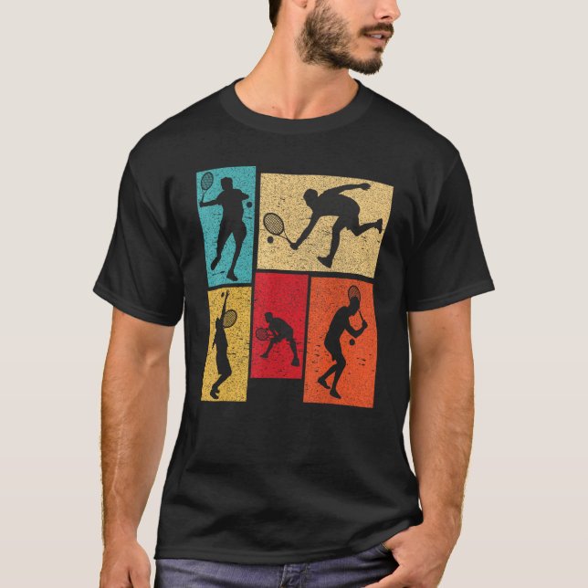 Vintage Tennis Silhouette Retro Vintage Player T-Shirt (Front)