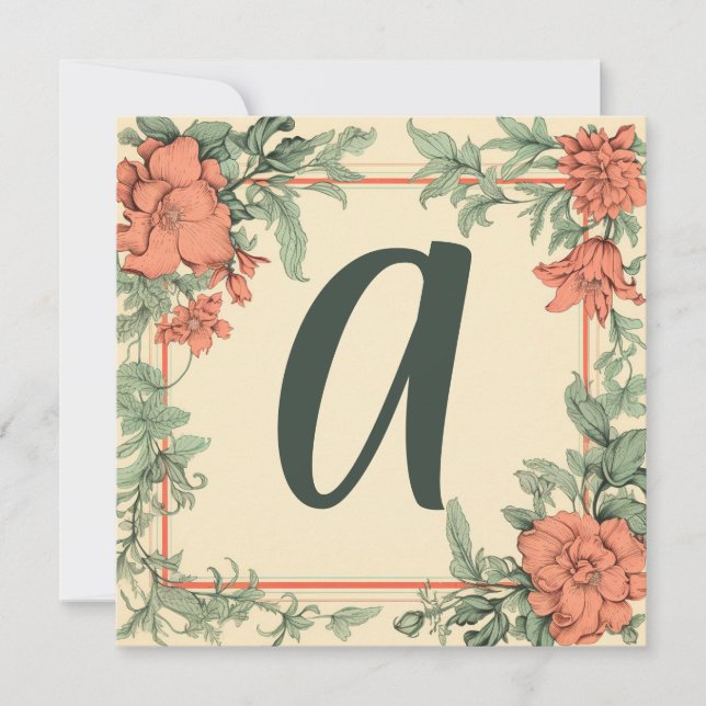 Vintage Terra Cotta & Green: Monogrammed Notecards (Front)