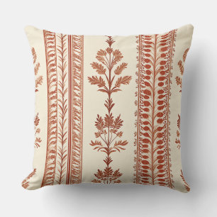 Vintage Terracotta Botanical Toile on Cream Cushion