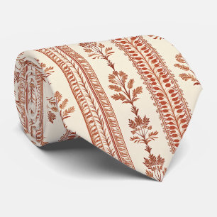 Vintage Terracotta Botanical Toile on Cream Tie