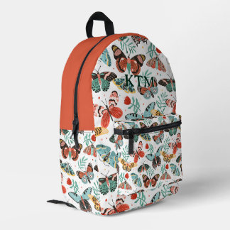 Vintage Terracotta Butterfly & Moth Personalised Printed Backpack
