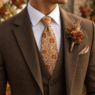 Vintage Terracotta Crafts Botanical Floral Tie