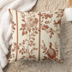 Vintage Terracotta Farm Hen Toile Design Cushion