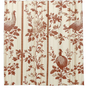 Vintage Terracotta Farm Hen Toile Design Shower Curtain