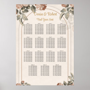 Vintage Terracotta Floral Seating Chart