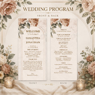 Vintage Terracotta Floral Wedding Program