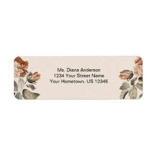 Vintage Terracotta & Sage Floral Wedding Return Address Label