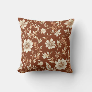 Vintage Terracotta Seamless Boho Floral Pattern Cushion