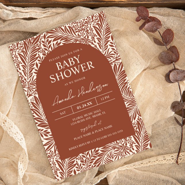 Vintage Terracotta Wildflower Baby Shower Invitation (Creator Uploaded)