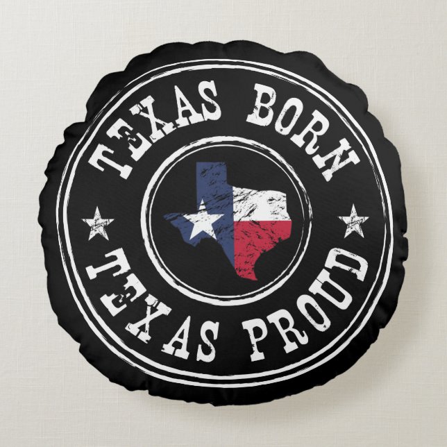 Vintage Texas born - Texas proud Round Cushion (Front)
