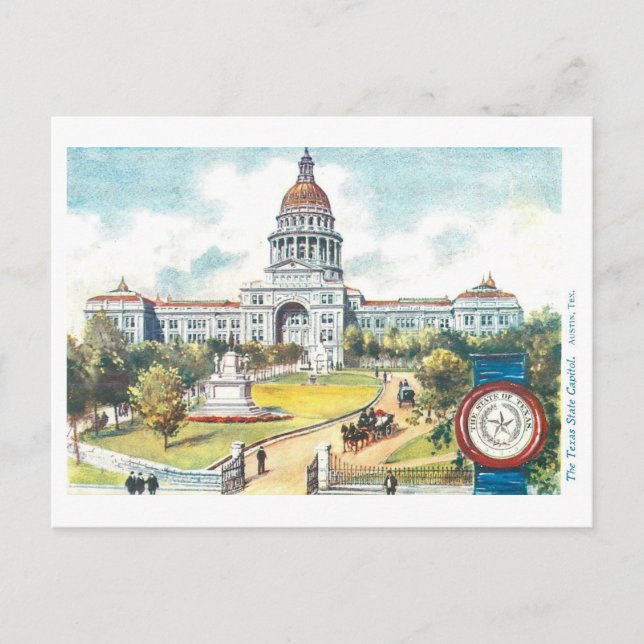 Vintage Texas Capitol with Seal Postcard (Front)