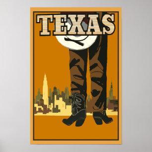 Vintage Texas Cowboy Poster