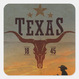 Vintage Texas Cowboy Square Sticker