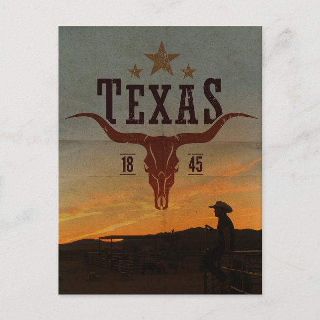 Vintage Texas Cowboy Travel Postcard (Front)