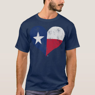 Vintage Texas Flag Heart Love Home Family Texan T-Shirt