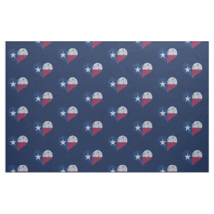 Vintage Texas Flag Hearts Fabric