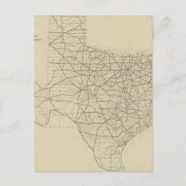 Vintage Texas Highway Map (1919) Postcard (Front)