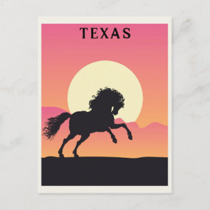 Vintage Texas Horse Mountain Sunset Travel Postcard