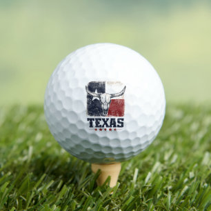 Vintage Texas Longhorn Bull Skull Distressed Flag Golf Balls