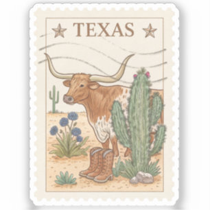 Vintage Texas Longhorn Cowboy Boots Desert Stamp