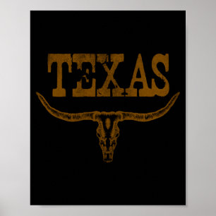 Vintage Texas Longhorn Lone Star State Don't Mess  Poster