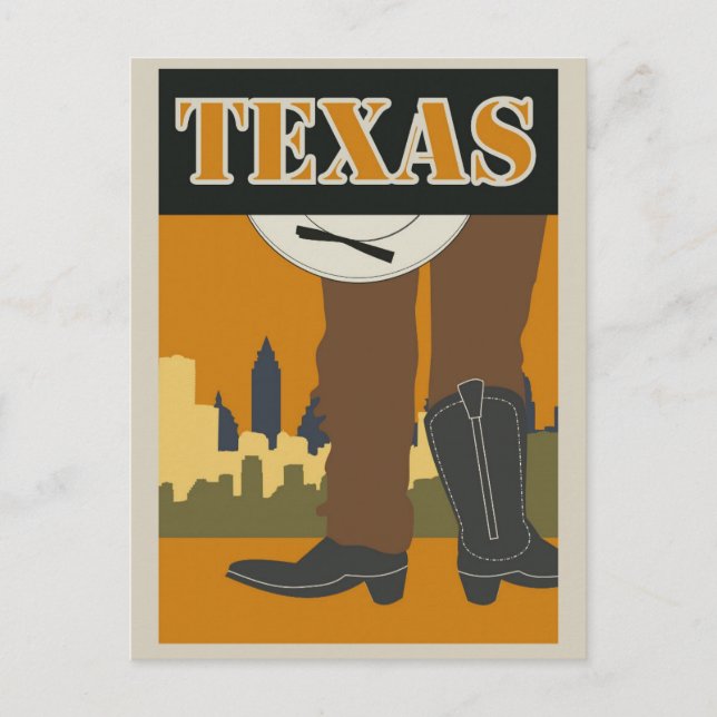Vintage Texas USA Travel Poster Postcard (Front)
