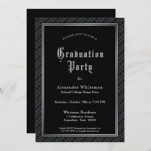 Vintage Text Black Graduation Party Invitation