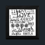 Vintage Text Life Advice Apparel and Gifts Gift Box<br><div class="desc">Our Vintage Text Life Advice t-shirts,  buttons,  magnets,  keychains,  tote bags,  magnets,  mousepads,  stickers,  mugs,  and other items features several styles of black text with words of advice including laugh,  live,  love,  hug,  inspire,  daydream,  hope,  and smile!</div>