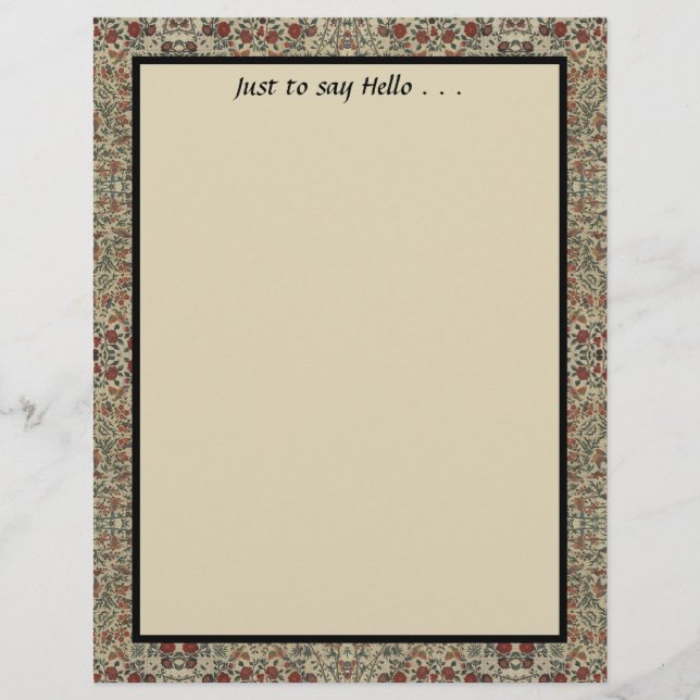 Vintage Textile Writing Paper Custom Letterhead (Front)