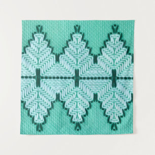 Vintage Textile Yarn Couching Technique With Graph Tapestry
