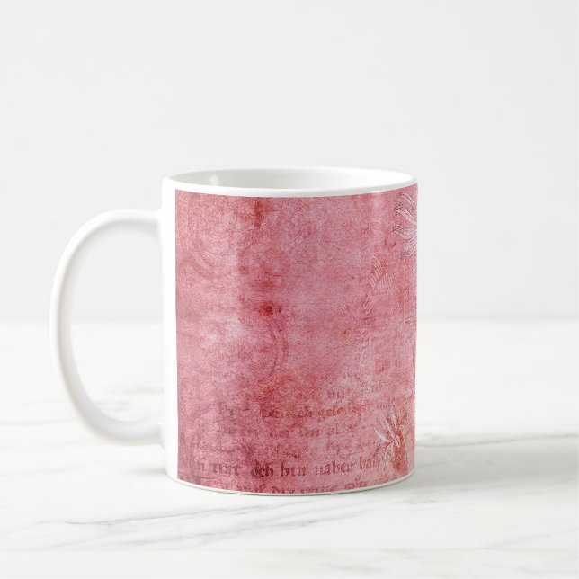 Vintage texture scrapbook pink coffee mug (Left)