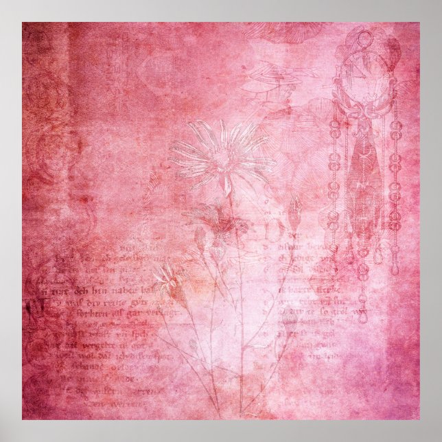 Vintage texture scrapbook pink poster (Front)