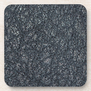 Vintage Textured Black Leather Coaster