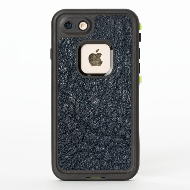Vintage Textured Black Leather Pattern LifeProof iPhone Case (Back)