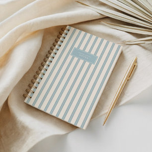 Vintage Textured Blue Pinstripe Modern Art Deco Notebook