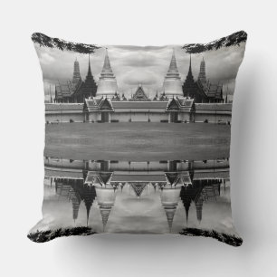 Vintage Thailand Bangkok Chapel Royal Palace view  Cushion