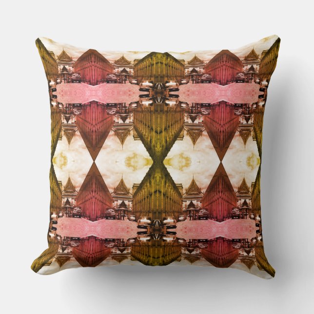 Vintage Thailand Bangkok Royal palace Postcard Dra Cushion (Front)