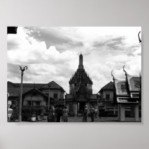 Vintage Thailand Bangkok Wat Phra Kaew tourists Poster