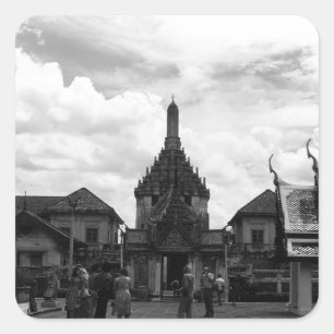 Vintage Thailand Bangkok Wat Phra Kaew tourists Square Sticker