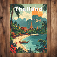 Vintage Thailand Tropical Beach Travel Art