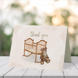 Vintage Thank You Baby Blue Teddy Bear Simple Cute Card