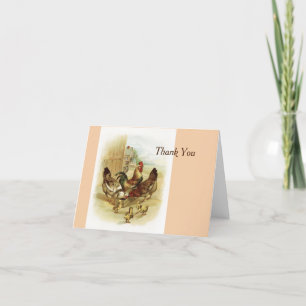 Vintage - Thank You - Barnyard Chicken Family, Card
