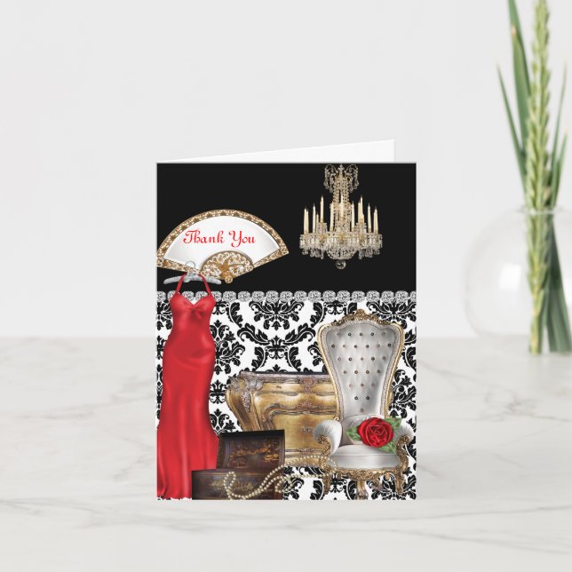 VINTAGE THANK YOU CARD for WOMENS BIRTHDAYS (Front)