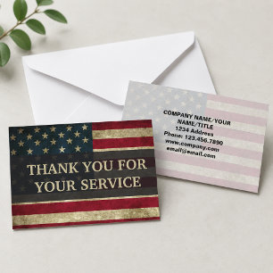 VINTAGE Thank you for your service American Flag Card