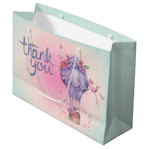 Vintage Thank You Hot Air Balloon Large Gift Bag
